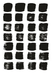 Hand Drawn Flat Paint Brush Thick Straight Lines High Detail Abstract Vector Background Set 