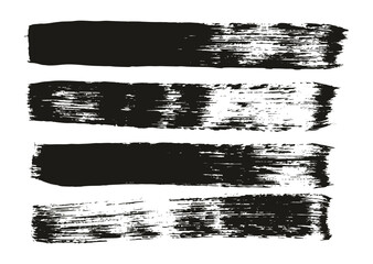 Hand Drawn Flat Paint Brush Thick Straight Lines High Detail Abstract Vector Background Set 