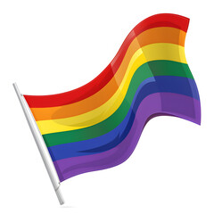 LGBTQ Rainbow flag flat illustration isolated on white background. Pride month concept	
