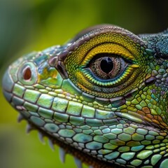 Lizard close up eye portrait. Reptile animal nature photo exotic pet macro