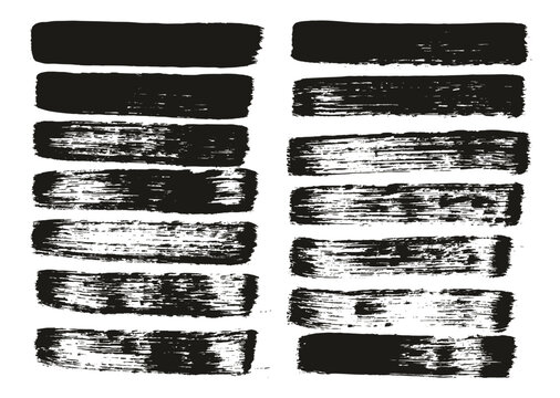 Hand Drawn Flat Paint Brush Thick Straight Lines High Detail Abstract Vector Background Set 