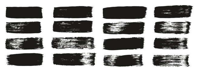 Hand Drawn Flat Paint Brush Thick Straight Lines High Detail Abstract Vector Background Set 