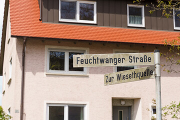 Street Signs In Front of German House on Feuchtwanger Strabe