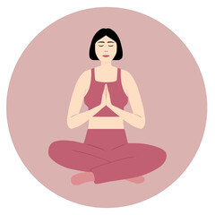 Young woman practicing yoga, Namaste, Vector illustration 