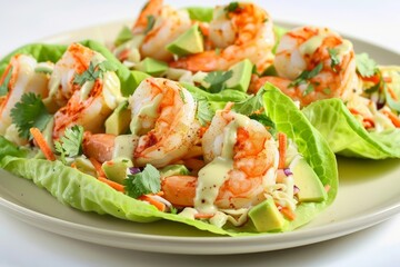 Scrumptious Cajun Shrimp Lettuce Wraps with Avocado and Slaw