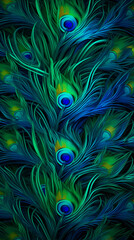 Obraz premium Peacock Pattern Background, Texture, Wallpaper, Background, Cell Phone Cover and Screen, Smartphone, Computer, Laptop, 9:16 Format - PNG
