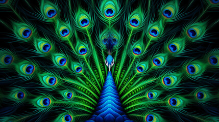 Obraz premium Peacock Pattern Background, Texture, Wallpaper, Background, Cell Phone Cover and Screen, Smartphone, Computer, Laptop, 16:9 Format - PNG