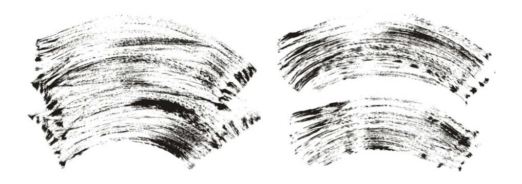 Hand Drawn Flat Fan Brush Thick Curved Background Mix High Detail Abstract Vector Background Mix Set 