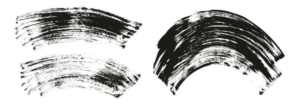 Hand Drawn Flat Fan Brush Thick Curved Background Mix High Detail Abstract Vector Background Mix Set 
