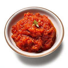 Spicy indonesian sambal sauce on white background