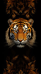 Fototapeta premium Tiger Pattern Background, Texture, Wallpaper, Background, Cell Phone Cover and Screen, Smartphone, Computer, Laptop, 9:16 Format - PNG
