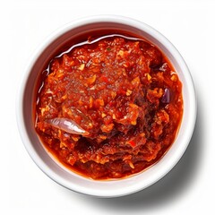 Spicy indonesian sambal sauce on white background