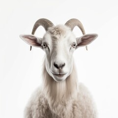 Obraz premium Goat sheep looking camera isolated on white background