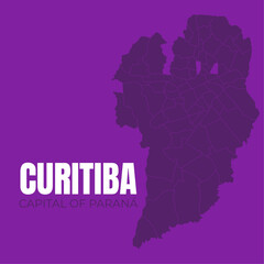 Obraz premium Curitiba and all its neighborhoods on a simple and complete map. Capital of Paraná, in southern Brazil, in detail, constructed from official cartographic data.