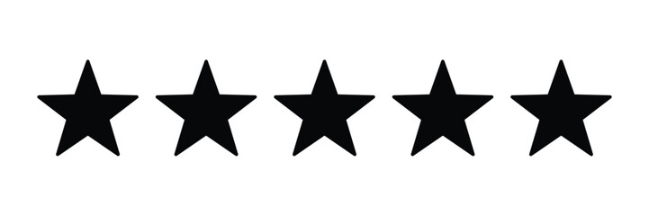Obraz premium Set of five star icon collection. Yellow and black star symbol. Vector Illustration.
