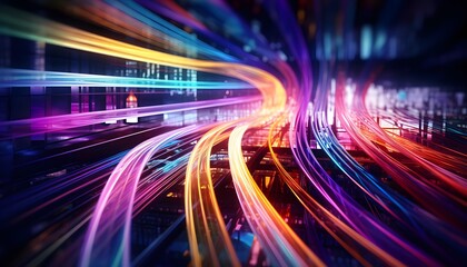 transferring information Glowing data cables background