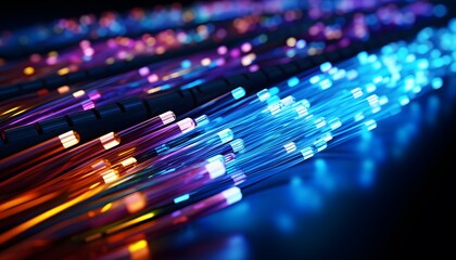 transferring information Glowing data cables background