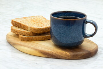 delicious hot premium coffee with toasts