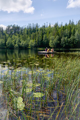 Obraz premium Summer fleet by the Nordre Huetjernet Lake of the Totenaasen Hills, Norway.