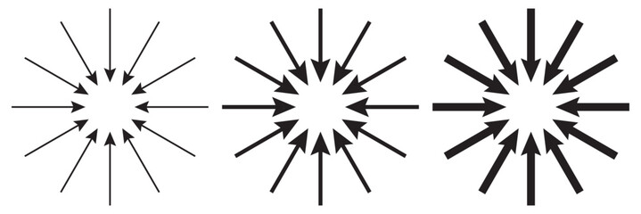 Obraz premium Inward arrow icon vector. Four Arrows icon sign symbol vector. Set of Arrow pointing centre. 11:11