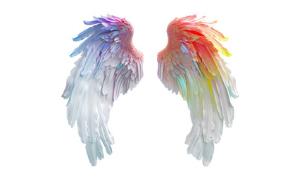 Fototapeta premium Beautiful magic rainbow wings on transparent background
