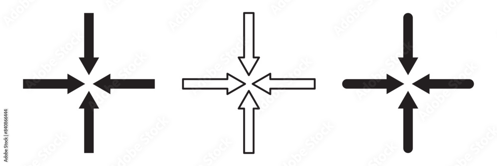Poster inward arrow icon vector. four arrows icon sign symbol vector. arrow pointing center vector icon ill