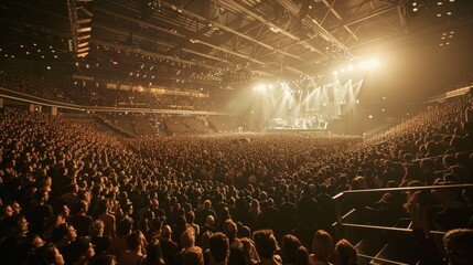 A wide-angle photograph capturing the energy of a sold-out indoor arena during a live music festival