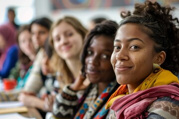 Obraz premium A Moment of Focus in a Classroom of Diverse Students