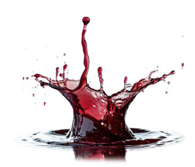 Red wine splash isolated on transparent