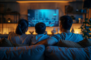 Fototapeta premium Family Watching TV Together