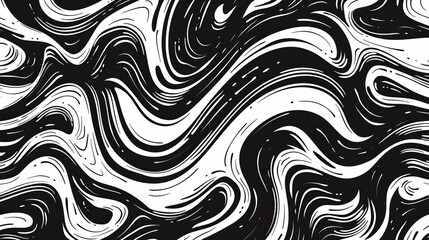 Fototapeta premium Black and White Swirling Abstract Pattern