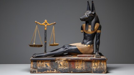 Obraz premium Anubis Statue with Scales of Justice - Egyptian Mythology - Ancient Artifact