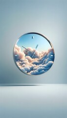 Clock with Cloudscape Design on Its Face

