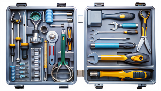 organized toolkit containing various tools neatly arranged in their respective compartments