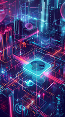 A Illustration of a futuristic Infographic