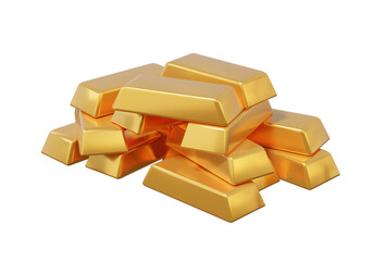 3D gold bar stacks on isolated transparent background. economics investment asset exchange worth earning financial saving money concept. exchange treasure. 3d render illustration