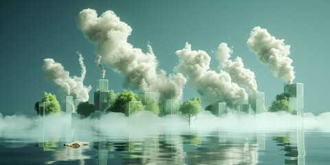 CO2 cubes visualized in tons. Industry emits greenhouse gases and pollution. Reducing emissions to combat climate change, Generative AI