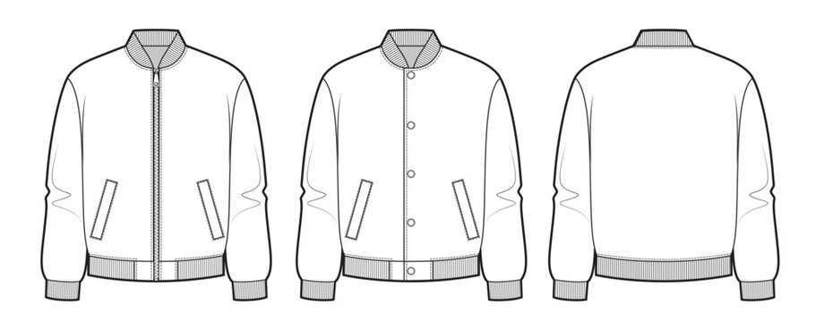 Mans bomber jacket with zipper and buttons clasp
