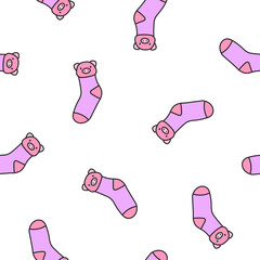 Variety socks different textures. Seamless pattern. Fashion trendy clothes. Hand drawn style. Vector drawing. Design ornaments.