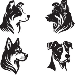 Dog Head Vector Silhouette Illustration EPS