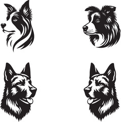 Dog Head Vector Silhouette Illustration EPS