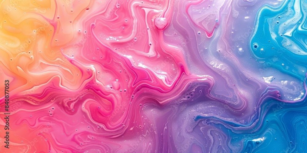 Poster colorful abstract fluid art with vibrant swirls and marbling, showcasing dynamic movement and creati