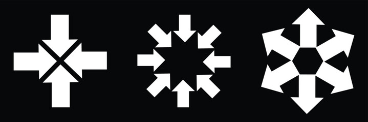  Inward arrow vector. Arrows outward and arrow inward icon symbol vector illustration. © RadiantForms