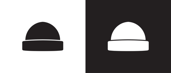 Knit hat icon, Flat icons of mens hats. Simple icons of classic hats, Summer hat, Menswear, Sun visor, Fashion element vector illustration on black and white background. eps 10