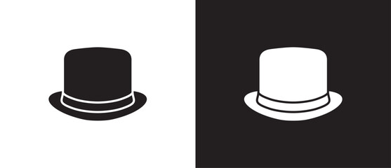 Top hat vector, Cylinder hat, Flat icons of men classic hats, Simple icon of classic hats, Sun visor hat, Summer hat, Menswear, Fashion element vector illustration on black and white background. eps10