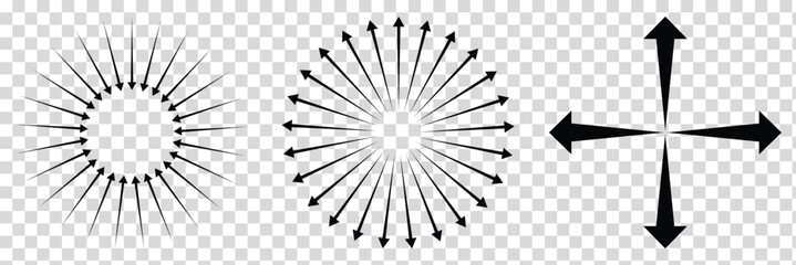 Obraz premium Black arrow pointing to the center.
