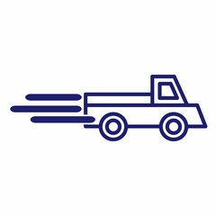Fast shipping delivery truck flat vector icon for apps and websites. Vector illustration in line art style	
