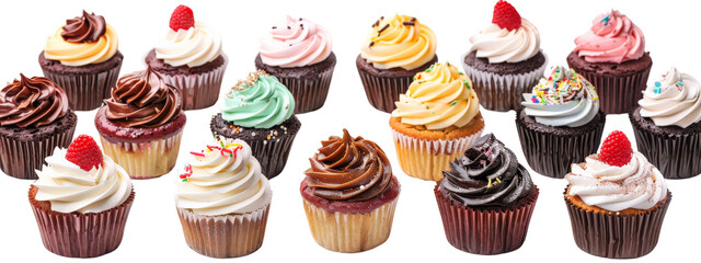 A cupcake isolated on white transparent background, PNG File. Perfect for clipart