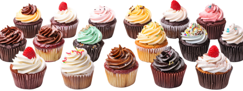 A cupcake isolated on white transparent background, PNG File. Perfect for clipart