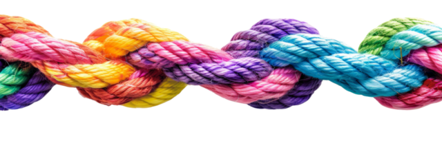 A colorful rope isolated on white transparent background, PNG File. Perfect for clipart